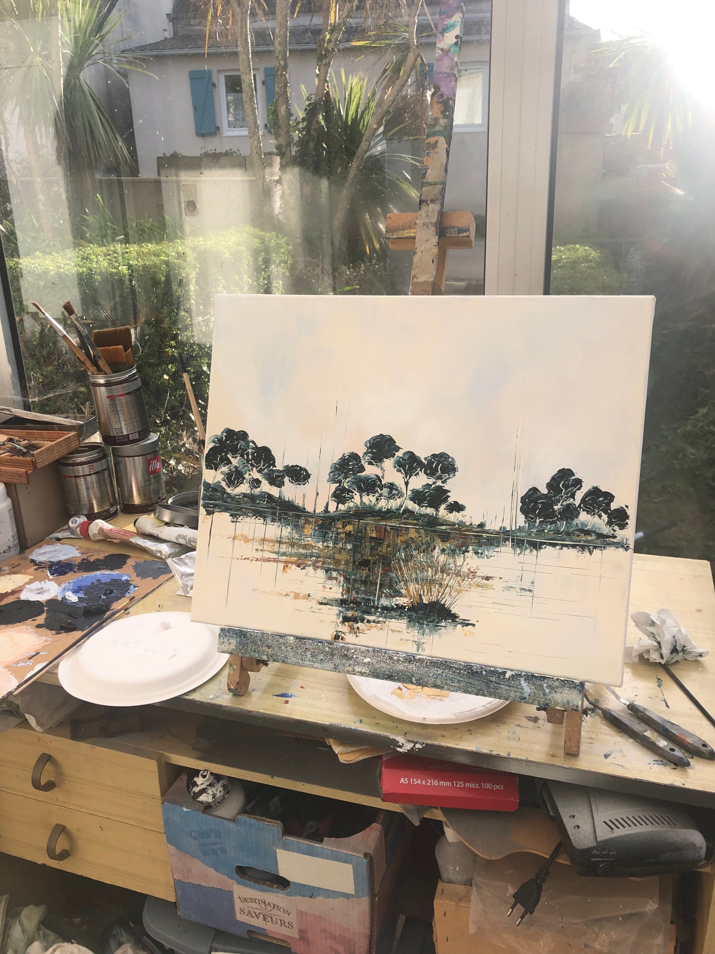 tableau bosquets d'arbres