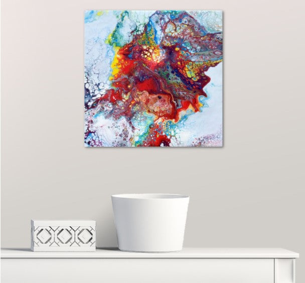 Acrylinque pouring Primaires 20x20 sur chevalet