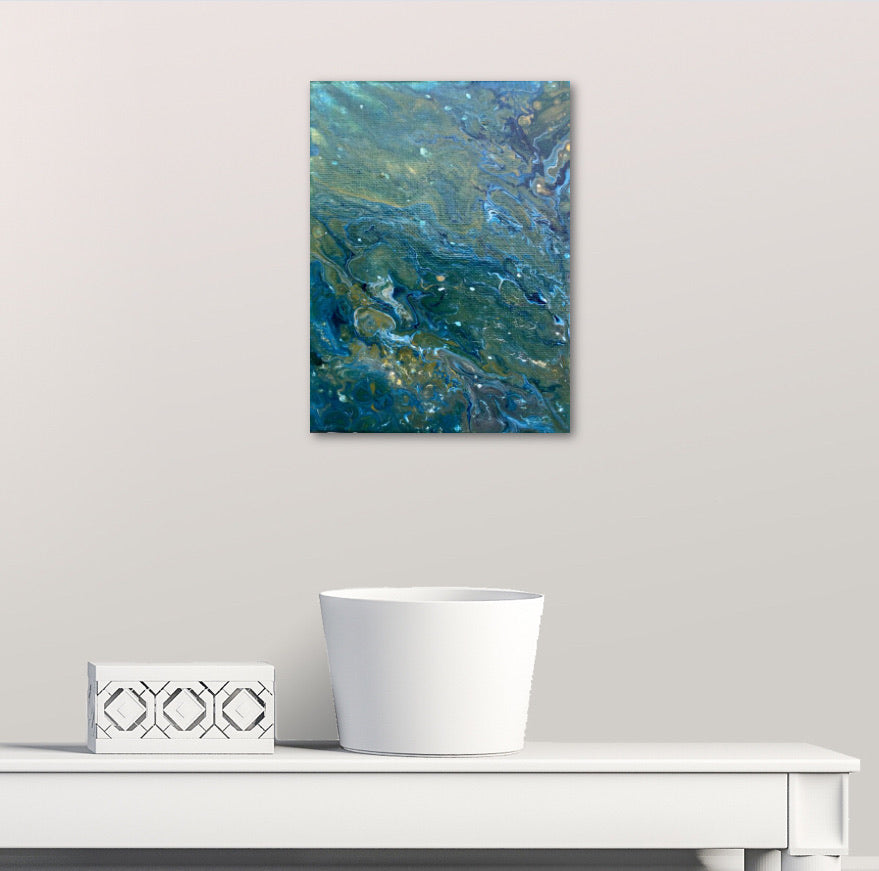 Acrylique pouring Sclan 13x18 sur chevalet
