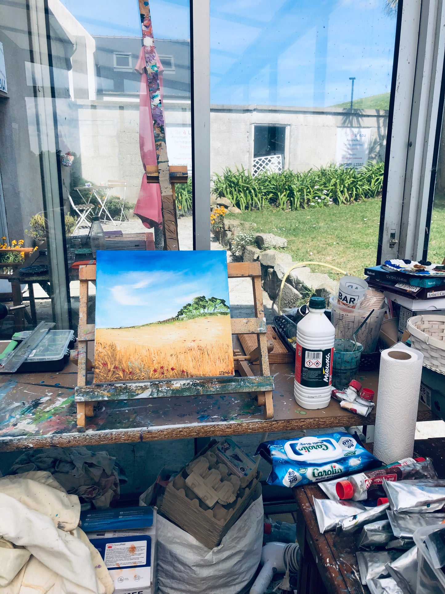 tableau coquelicots et champ de blé