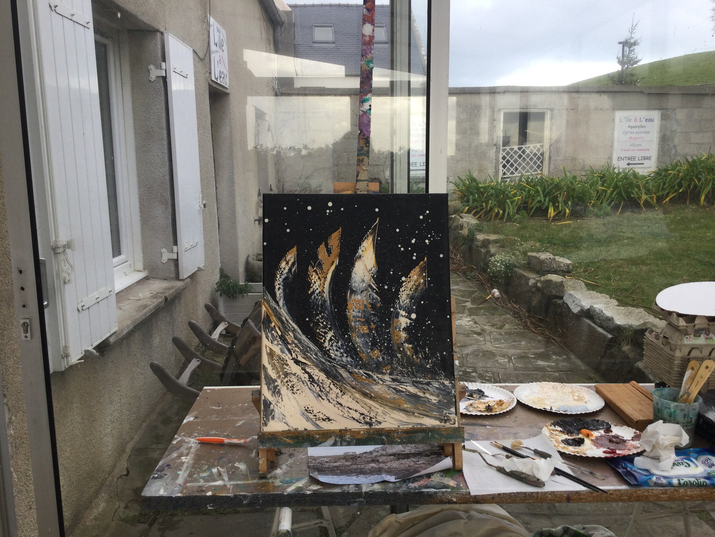 tableau abstrait voiles graphiques