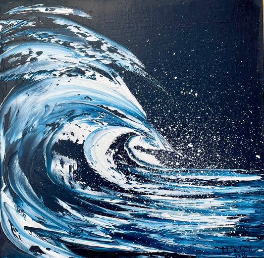 Vague en liberté – Peinture originale à l’huile au couteau