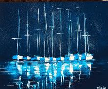 Load image into Gallery viewer, Les voiliers bleus 40X50 cm, ile de Batz, Bretagne
