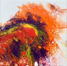 Charger l&#39;image dans la galerie, Acrylinque pouring Orange, pourpre, rouge  20x20 sur chevalet
