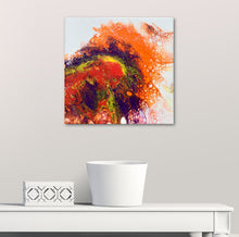 Load image into Gallery viewer, Acrylinque pouring Orange, pourpre, rouge  20x20 sur chevalet
