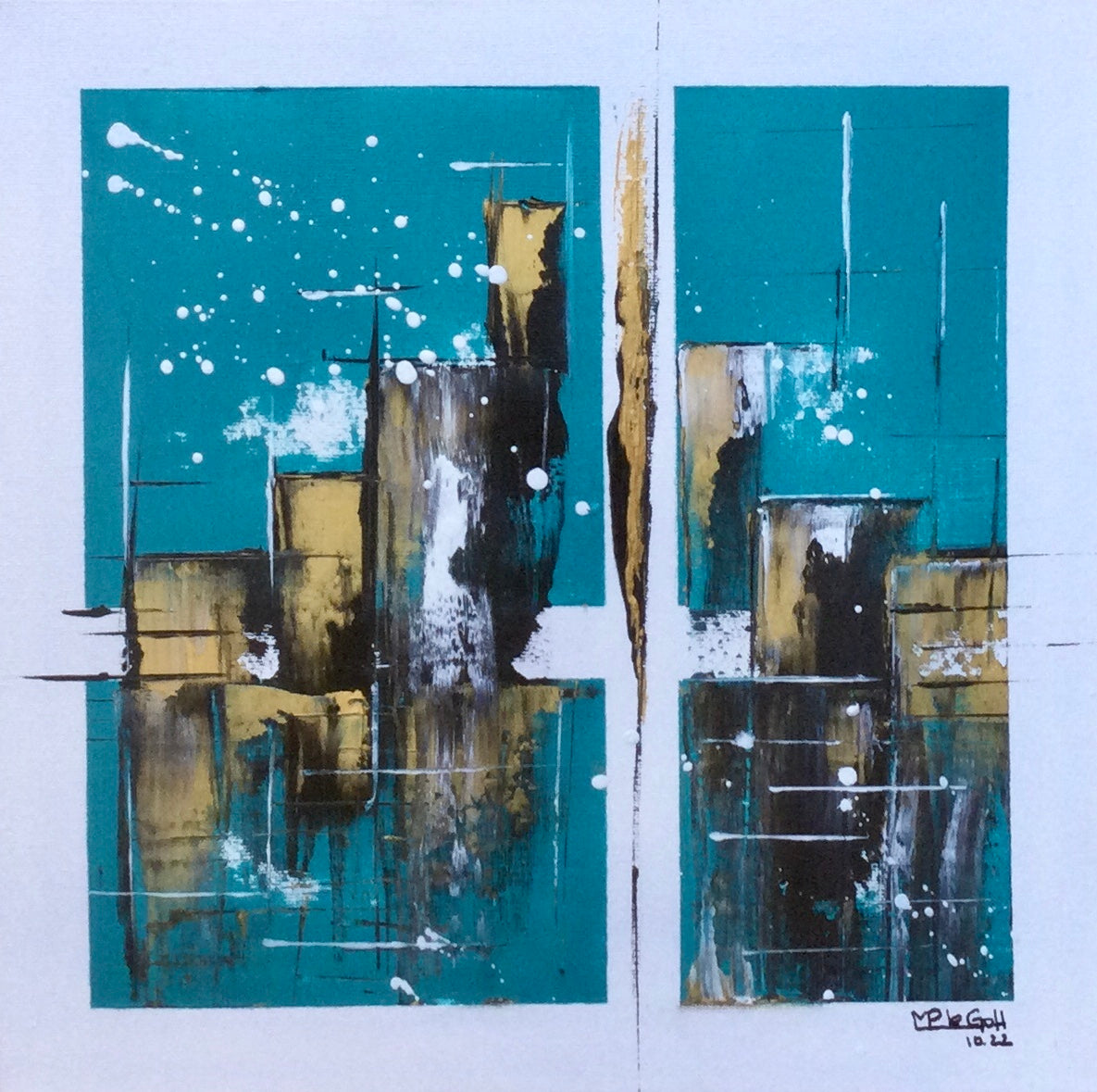 tableau moderne abstrait turquoise